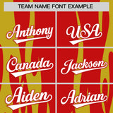 Custom Red Gold Flame Pattern Authentic Pullover Baseball Jersey