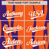 Custom Orange Purple Flame Pattern Authentic Pullover Baseball Jersey