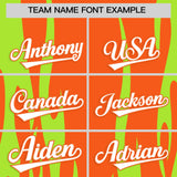 Custom Orange Neon Green Flame Pattern Authentic Pullover Baseball Jersey