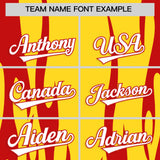 Custom Gold Red Flame Pattern Authentic Pullover Baseball Jersey