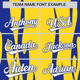 Custom Gold Royal Flame Pattern Authentic Pullover Baseball Jersey