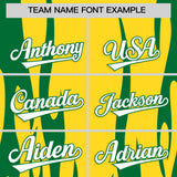 Custom Gold Kelly Green Flame Pattern Authentic Pullover Baseball Jersey