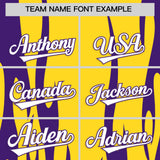 Custom Gold Purple Flame Pattern Authentic Pullover Baseball Jersey