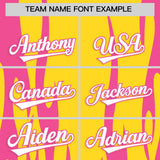 Custom Gold Pink Flame Pattern Authentic Pullover Baseball Jersey