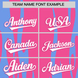 Custom Pink Light Blue Flame Pattern Authentic Pullover Baseball Jersey