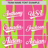 Custom Pink Neon Green Flame Pattern Authentic Pullover Baseball Jersey