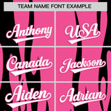 Custom Pink Black Flame Pattern Authentic Pullover Baseball Jersey