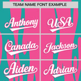 Custom Pink Aqua Flame Pattern Authentic Pullover Baseball Jersey