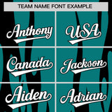 Custom Aqua Black Flame Pattern Authentic Pullover Baseball Jersey