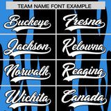 Custom Black Powder Blue Flame Pattern Authentic Pullover Baseball Jersey