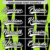 Custom Black Neon Green Flame Pattern Authentic Pullover Baseball Jersey