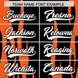 Custom Black Orange Flame Pattern Authentic Pullover Baseball Jersey
