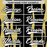 Custom Black Old Gold Flame Pattern Authentic Pullover Baseball Jersey