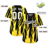 Custom Black Gold Flame Pattern Authentic Pullover Baseball Jersey