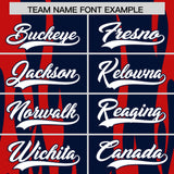 Custom Navy Red Flame Pattern Authentic Pullover Baseball Jersey