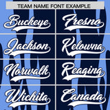 Custom Navy Light Blue Flame Pattern Authentic Pullover Baseball Jersey