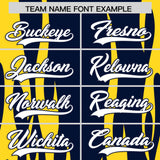 Custom Navy Gold Flame Pattern Authentic Pullover Baseball Jersey