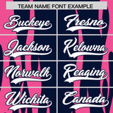 Custom Navy Pink Flame Pattern Authentic Pullover Baseball Jersey