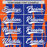 Custom Royal Orange Flame Pattern Authentic Pullover Baseball Jersey