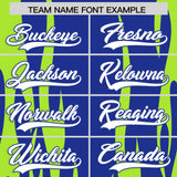 Custom Royal Neon Green Flame Pattern Authentic Pullover Baseball Jersey