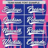 Custom Royal Pink Flame Pattern Authentic Pullover Baseball Jersey