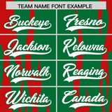 Custom Kelly Green Red Flame Pattern Authentic Pullover Baseball Jersey