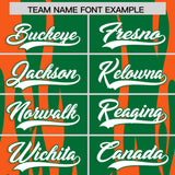 Custom Kelly Green Orange Flame Pattern Authentic Pullover Baseball Jersey