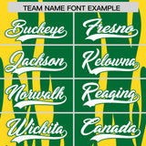 Custom Kelly Green Gold Flame Pattern Authentic Pullover Baseball Jersey