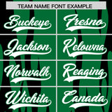 Custom Kelly Green Black Flame Pattern Authentic Pullover Baseball Jersey
