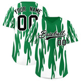 Custom Kelly Green White Flame Pattern Authentic Pullover Baseball Jersey