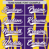 Custom Purple Gold Flame Pattern Authentic Pullover Baseball Jersey