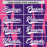 Custom Purple Pink Flame Pattern Authentic Pullover Baseball Jersey