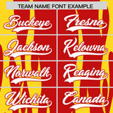 Custom Red Gold Flame Pattern Authentic Pullover Baseball Jersey