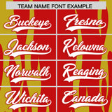 Custom Red Gold Flame Pattern Authentic Pullover Baseball Jersey