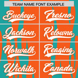 Custom Orange Aqua Flame Pattern Authentic Pullover Baseball Jersey