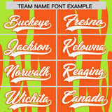 Custom Orange Neon Green Flame Pattern Authentic Pullover Baseball Jersey