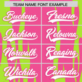 Custom Pink Neon Green Flame Pattern Authentic Pullover Baseball Jersey