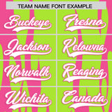 Custom Neon Green Pink Flame Pattern Authentic Pullover Baseball Jersey