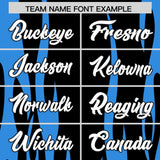 Custom Black Powder Blue Flame Pattern Authentic Pullover Baseball Jersey