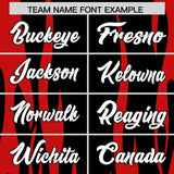Custom Black Red Flame Pattern Authentic Pullover Baseball Jersey