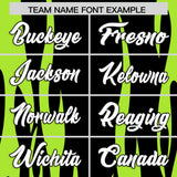 Custom Black Neon Green Flame Pattern Authentic Pullover Baseball Jersey