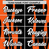 Custom Black Orange Flame Pattern Authentic Pullover Baseball Jersey