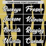 Custom Black Old Gold Flame Pattern Authentic Pullover Baseball Jersey
