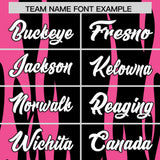 Custom Black Pink Flame Pattern Authentic Pullover Baseball Jersey