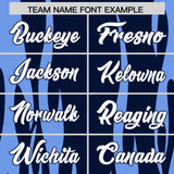 Custom Navy Light Blue Flame Pattern Authentic Pullover Baseball Jersey