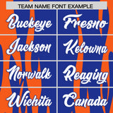 Custom Royal Orange Flame Pattern Authentic Pullover Baseball Jersey