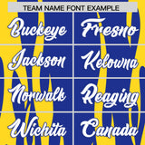 Custom Royal Gold Flame Pattern Authentic Pullover Baseball Jersey