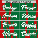Custom Kelly Green Red Flame Pattern Authentic Pullover Baseball Jersey