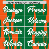 Custom Kelly Green Orange Flame Pattern Authentic Pullover Baseball Jersey