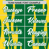 Custom Kelly Green Gold Flame Pattern Authentic Pullover Baseball Jersey